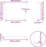 thumbnail of vidaXL Esstisch Beine V-Form 3 Stück Schwarz 100x(72-73,3) cm Stahl