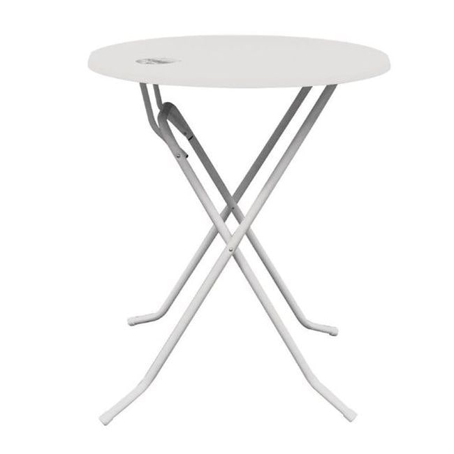 Mesa de bar plegable redonda de metal blanco Dubai de 85 cm