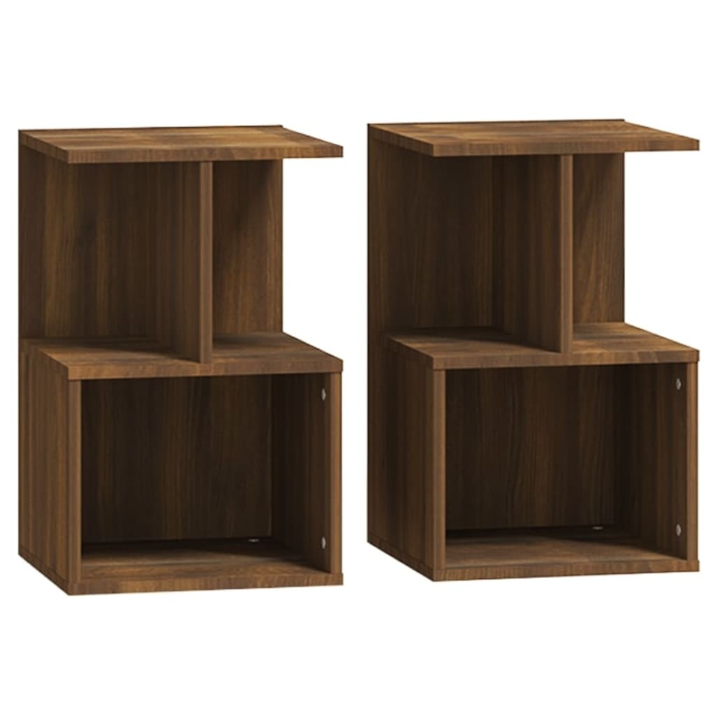 vidaXL Nachttische 2 Stk. Braun Eichen-Optik 35x35x55 cm Holzwerkstoff
