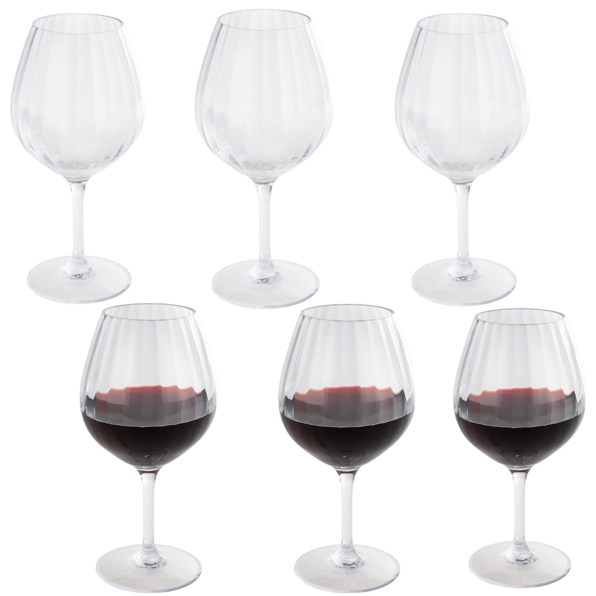 APS Set van 12 Rode wijnglas -PERFECTION-, Ø 10,5 cm, H: 21 cm, 600 ml, Tritan transparant