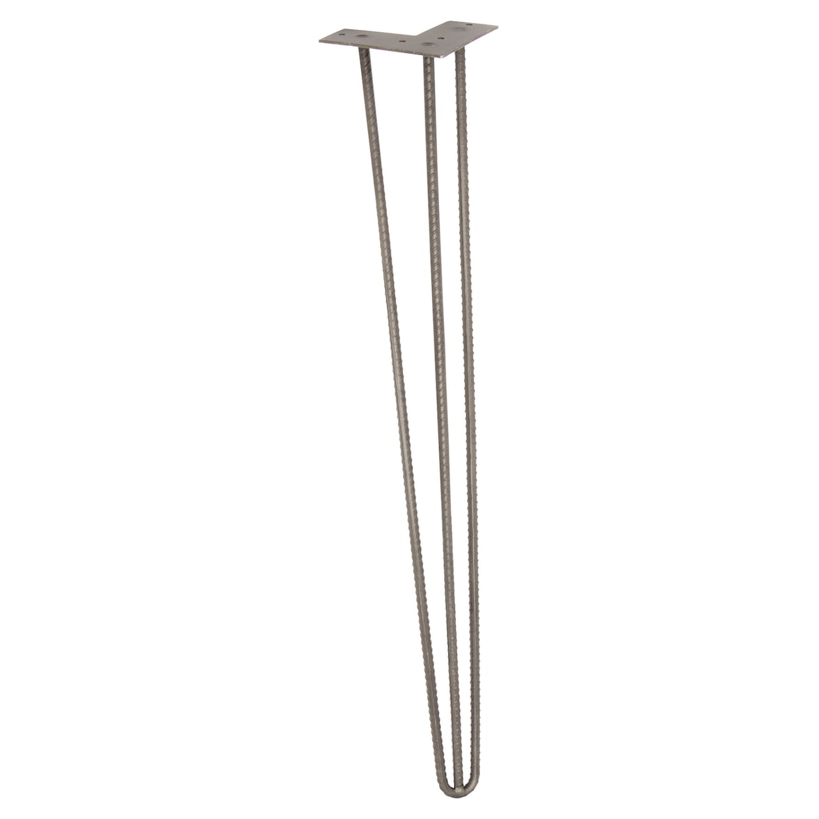 WAGNER Möbelbein HAIRPIN LEG Retro - 12 x 12 x 71 cm, BAUSTAHL LOOK, eisen matt, Bein schräg & Anschraubplatte- 12827801