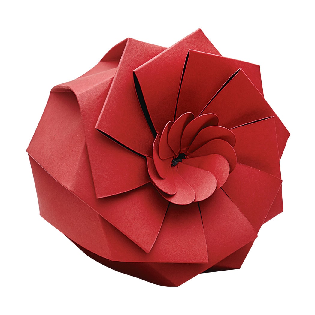 LELU - CA407AR - (Pack de 100 ud) - Recipiente de un sólo uso para delivery premium LOTUS - 1,1 L - 15 x 8 cm (12 cm Ø base) - Rojo