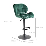 thumbnail of HOMCOM Set 2 Sgabelli da Bar Altezza Regolabile in Velluto Verde