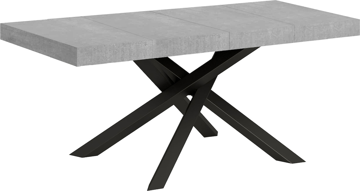 Ausziehtisch 120/380x90 cm Volantis Premium Zement anthrazit Beine