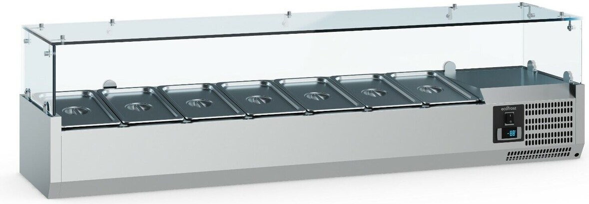 Gastro Aufsatzkühlvitrine Kühlvitrine Kühltheke 1800x395x435 mm 8x1/3GN