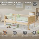 thumbnail of ML-Design Kinderbett 70x140 cm Natur, Holzbett mit Lattenrost & Rausfallschutz, Jugendbett aus massivem Kiefernholz, Montessori Einzelbett Babybett