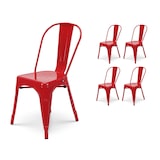 thumbnail of Lot de 4 chaises style industriel en métal rouge - Finition brillant