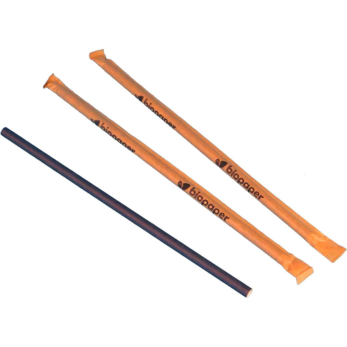 250 Papiertrinkhalme schwarz Jumbo 8mm Durchmesser 25cm extra lang in Papierhülle