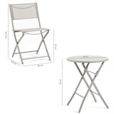 thumbnail of Ensemble pliable pour balcon avec table ronde Ø60 en métal peint et 2 chaises en textilène, gain de place pour terrasse et véranda - NEMO&LILIA Sable