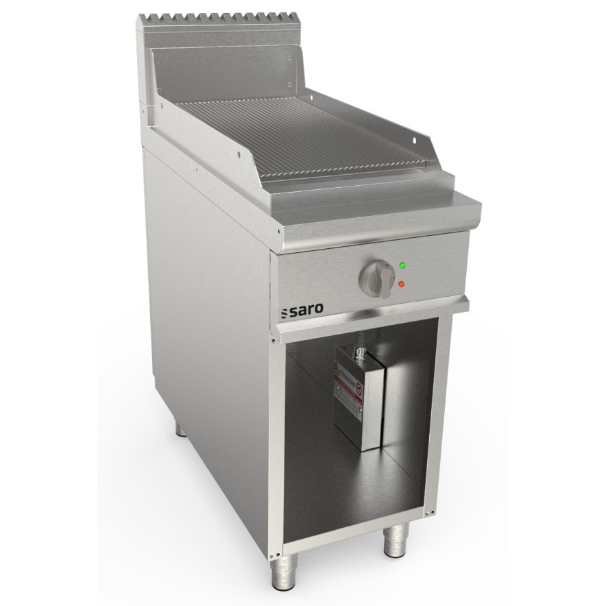 SARO elektrische bakplaat 400mm breed Stand gegroefd LQ