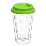 thumbnail of Doppelglas-Becher, 300 ml, 'Sommer', mit grünem Deckel