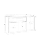 thumbnail of Sideboard, Highboard, 156x80x37 cm, 3 Türen, LED, Weiß und Eiche Soft