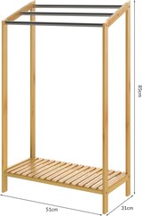 thumbnail of CASARIA® Handtuchhalter Bambus Holz mit Ablage 3 Edelstahl Stangen