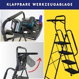 thumbnail of PROREGAL Profi-Trittleiter klappbar mit Handbügel und Werkzeugablage 4 Stufen 160x51x87cm Traglast 150kg Stahl Schwarz Klappleiter Haushaltsleiter