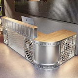 thumbnail of Gewerbliche Empfangstheke, Kassen- und Empfangstresen, 2-in-1 Eck-Bar, Front 100×50×110 cm, Seite 100×50×80 cm, Silber【YTZJ455】