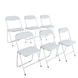 thumbnail of Set da 6 Sedia Pieghevole Slim in Metallo Sedie Salvaspazio Ufficio Casa Campeggio Salotto Cucina Ecopelle Comoda Seduta Imbottita 78x44x44 cm Bianco