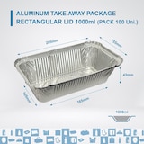 thumbnail of Set von 100 Aluminiumschalen mit Deckel für Lebensmittel, Einweg, 1000 ml - Perfekte Verpackung für Grillfeste, Transport von Lebensmitteln