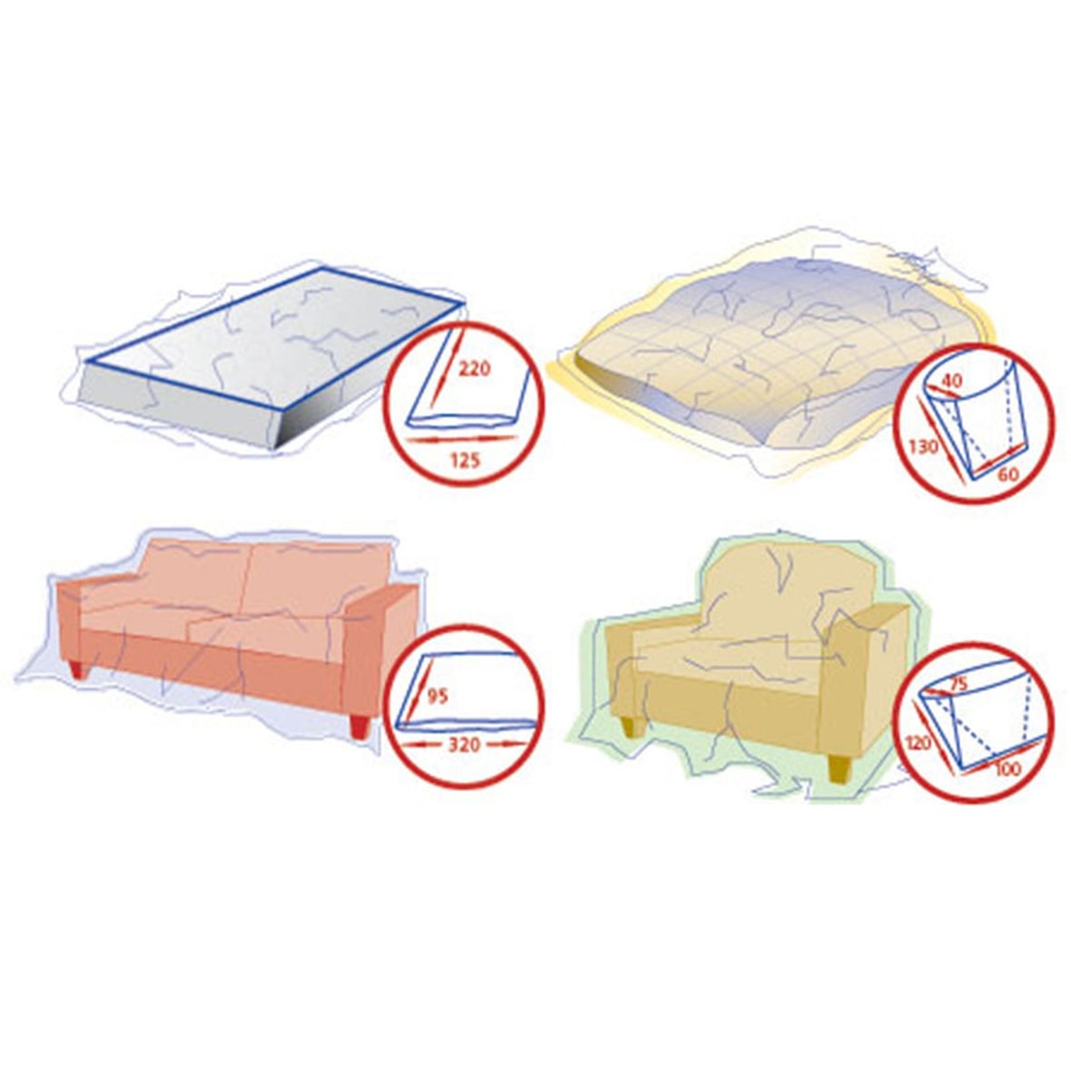 Schutzhüllen-Set für Matratze Couch Bett und Sessel
