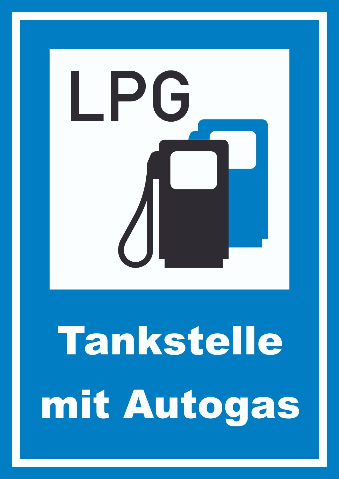 Tankstelle mit Autogas Schild A1 (594x841mm)