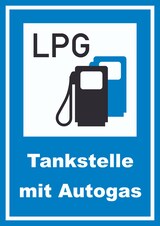 thumbnail of Tankstelle mit Autogas Schild A1 (594x841mm)