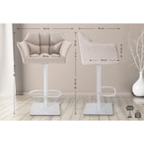thumbnail of Banco de bar Damaso com revestimento em tecido marfim/branco