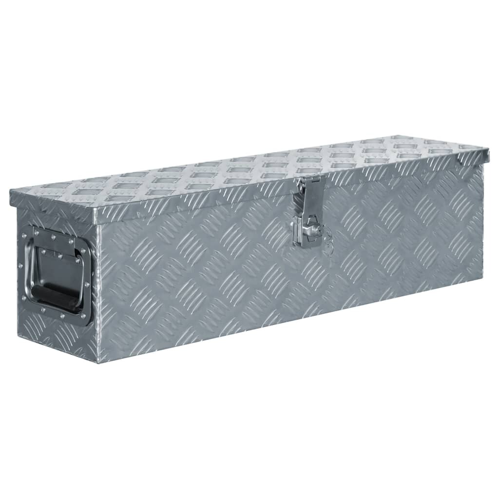 DELUKE® Aluminiumbox mit Deckel - Abschließbar Alubox Deichselbox Alu Anhängerbox Werkzeugkiste Metall Transportbox Metallkiste, 80,5x22x22cm Silber