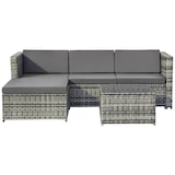 thumbnail of Merax polyrotan loungebankset, lounge tuinmeubelen, bankstel met zit- en rugkussens, loungetafel, grijs