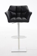 thumbnail of Décoshop26 - Barhocker hoher Tresenhocker quadratische Ziernähte schwarzer PVC-Sitz weißes Metallgestell 10_0004740