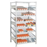 thumbnail of Grundregal, Kanbanregal MULTIplus150, 2000 x 1000 x 800 mm (HxBxT), verzinkt, 7+1 Fachböden, mit Trenn- und Seitenführungen