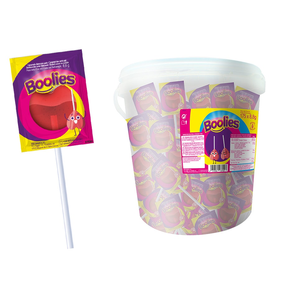 Bonbon sucette coeur 6 x seau 175u Boolies