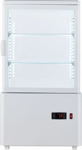 thumbnail of Getränke- und Gebäck-Kühlvitrine 58 Liter 4-seitig verglast weiß +2/+10 °C 44,7x40x81,9h cm
