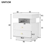 thumbnail of Nachttisch mit LED-Beleuchtung 50x40x60 Schlafzimmer Schubladen Offenes Fach Modern Kompakt Spanplatte Weiß
