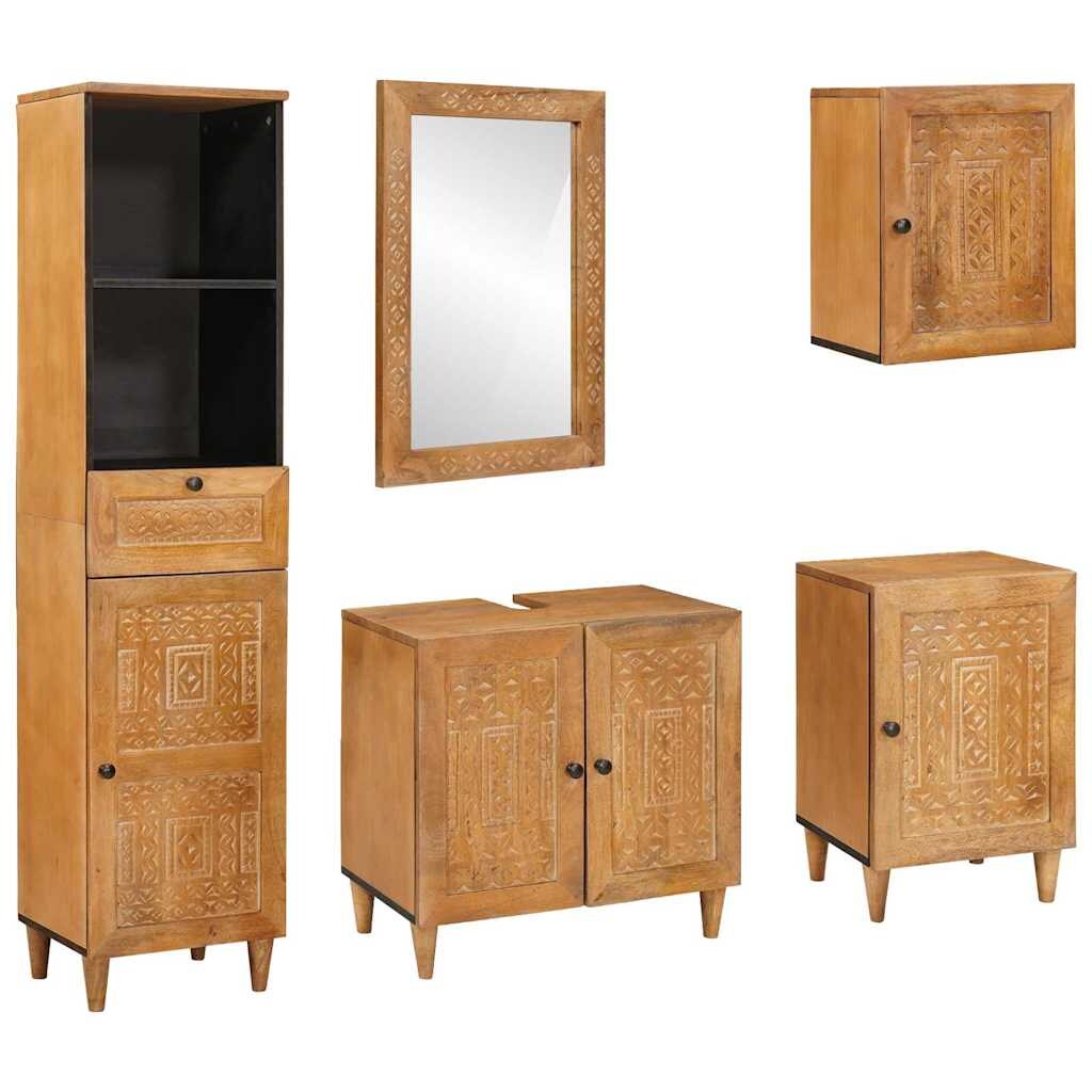 vidaXL Badezimmermöbel Set mit Schubladen 5 pcs Braun 38 x 33 x 160 cm