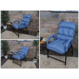 thumbnail of Eetkamerstoel HWC-K40, stoel gestoffeerd, 160kg belastbaar rugleuning verstelbaar metaal ~ stof/textiel blauw