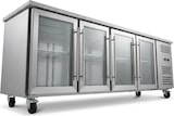 thumbnail of Romux® Kühltisch mit 4 Glastüren 223x70 cm mit Marmor-Arbeitsplatte und Luftkühlung | Theken Kühlschrank aus Edelstahl mit 553 L und 850 W