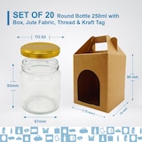 thumbnail of 20 Gläser 250ml mit Deckel, Kartons, Jutestoff, Schnur & Etiketten. Ideal für Geschenke oder Vorrat.