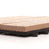 thumbnail of WPC Bodenfliese Rhone + Abschluss, Holzoptik Balkon/Terrasse, 11x je 30x30cm = 1qm Premium ~ teak linear senkrecht