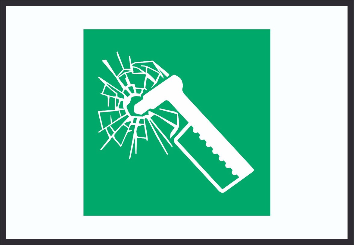 Notfallhammer Symbol A3 Rückseite selbstklebend Schild
