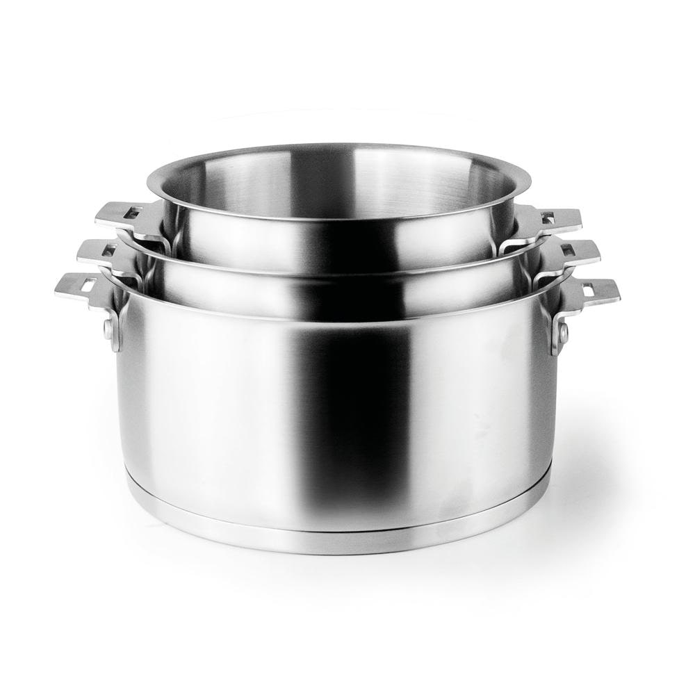 Série de 3 casseroles combi 16-18-20 cm -  Argent Rond Inox Lacor 34x26 cm