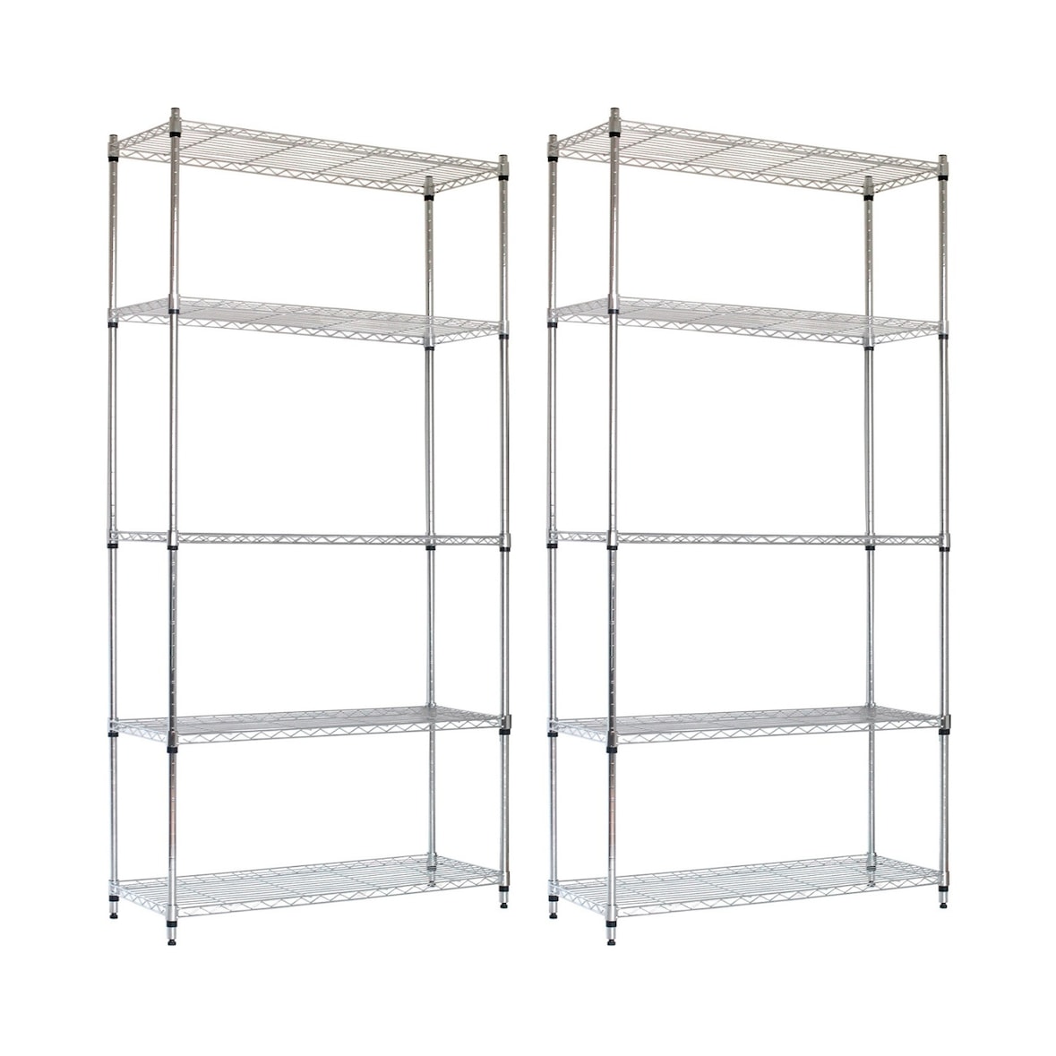 Pack 2 Scaffalature Metalliche con 5 Ripiani Regolabili 182.8x91.4x35.5cm 400kg Argento O91