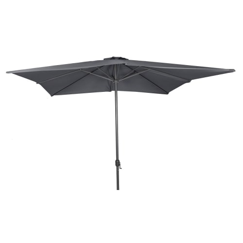 Alu Sonnenschirm 3x3 m UV30+ quadratisch Kurbelschirm Gartenschirm Balkon steingrau : Steingrau