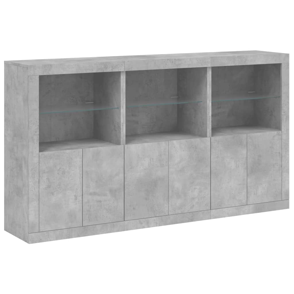 Helloshop26 - Buffet Sideboard Kommode Kleiderschrank Aufbewahrungsmöbel Organizer für Küche Wohnzimmer Lounge mit LED-Beleuchtung 02_0029985