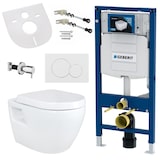 thumbnail of Hänge Wand WC mit Taharet Funktion, Bidet, Absperrventil, spülrandlos aus Keramik kompatibel mit Geberit Vorwandelement