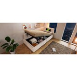 thumbnail of Komfortables Sofa-Bett Samtstoff mit Stauraum Hydraulik Lattenrost Leselampe USB-C Modernes Tagesbett Wohnzimmer 90x190 cm Beige