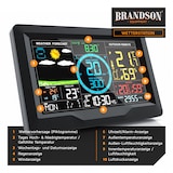 thumbnail of Brandson Funkwetterstation mit 5 in 1 Außensensor - LED Farbdisplay - DCF - Thermometer Hygrometer Barometer - Windgeschwindigkeit - Regenmenge