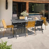 thumbnail of Ensemble table de terrasse et 8 chaises en métal gris et jaune