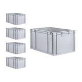 thumbnail of PROREGAL SuperSparSet 5x Eurobox NextGen Economy mit Scharnierdeckel & blauen Verschlüssen, Griffe zu, HxBxT 32x40x60cm, 65L, Eurobehälter, Box