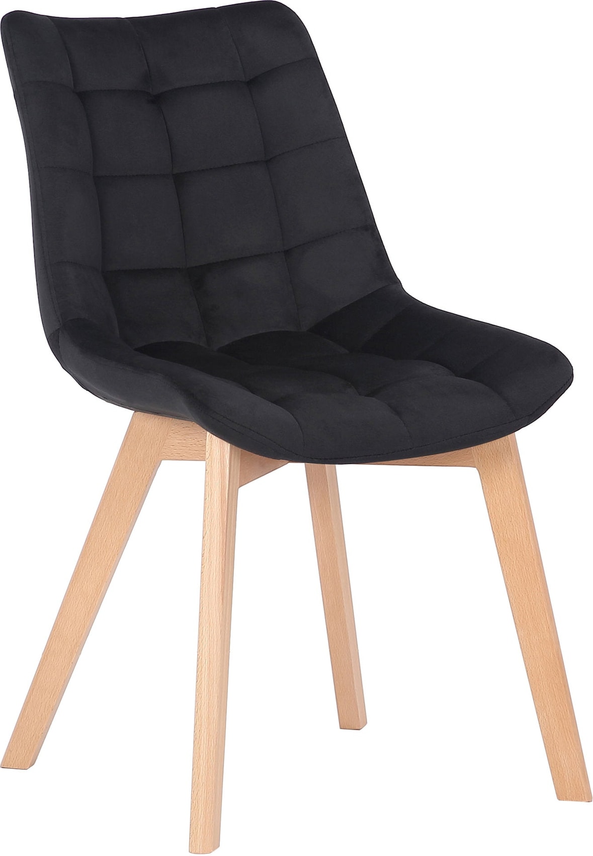 Décoshop26 - Esszimmerstuhl x1 großzügige Polsterung aus schwarzem Samt Holzbeine 10_0002087