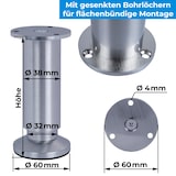 thumbnail of 8 Möbelfüße Sofafuß Möbelbeine ALUMINIUM gebürstet Höhe 18 cm 38 mm stabile Ausführung Sofa Bett
