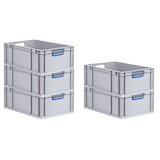 thumbnail of PROREGAL 4x Eurobox NextGen Color | HxBxT 22x40x60cm | 44 Liter | Griffe blau offen | Verstärkter Boden | Eurobehälter